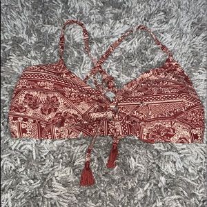 aztec design red bikini top